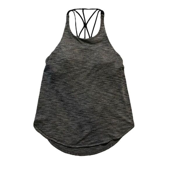Lululemon Raise The Barre Open Back Strappy Tank Heathered Black Size 2 - Picture 1 of 3